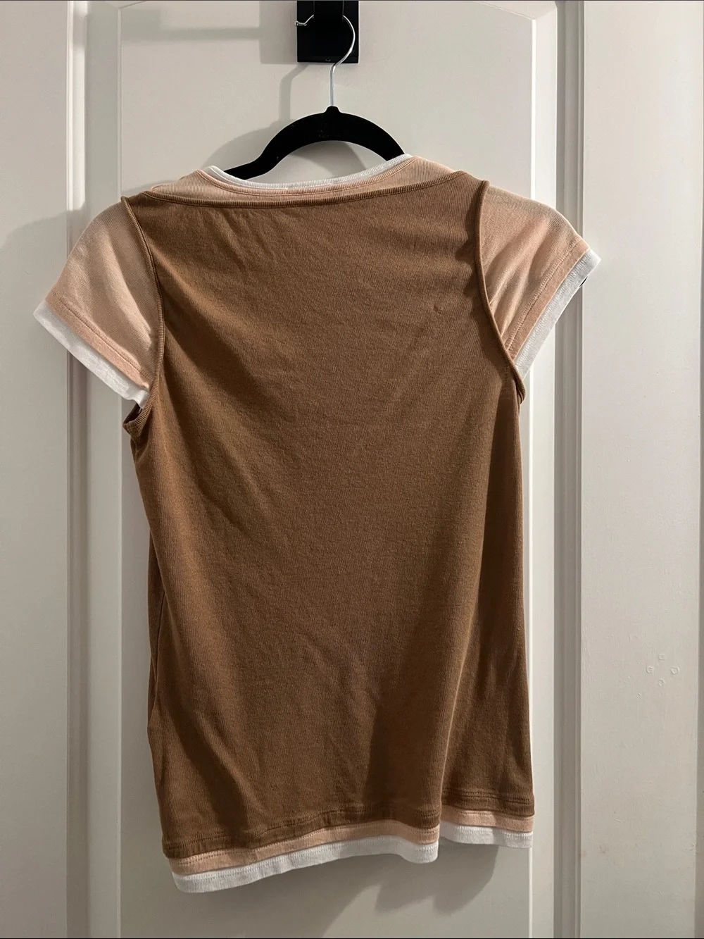 Zara Layered Tee in Brown and Cream - Picture 3 of 3
